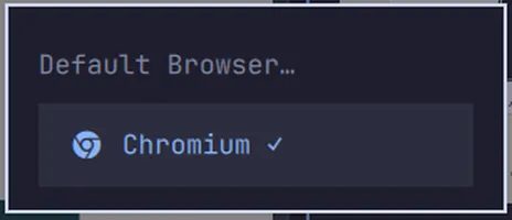 The real Default Browser picker, showing Chromium selected with a checkmark